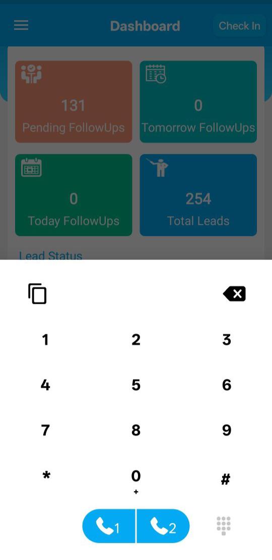 Dialer workflow screen in VSCRM